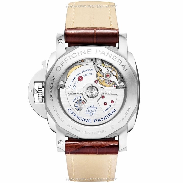 IMG_9085 Panerai Luminor 1950 3 Days GMT Automatic Mens watch Unisex Automatic Steel PAM 01320 Replica 2