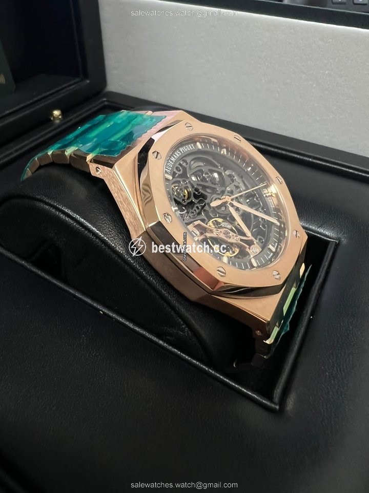 Audemars Piguet Royal Oak Double Balance Wheel Openworked Mens watch Unisex Automatic Rose gold 15407OR.OO.1220OR.01 Replica 2