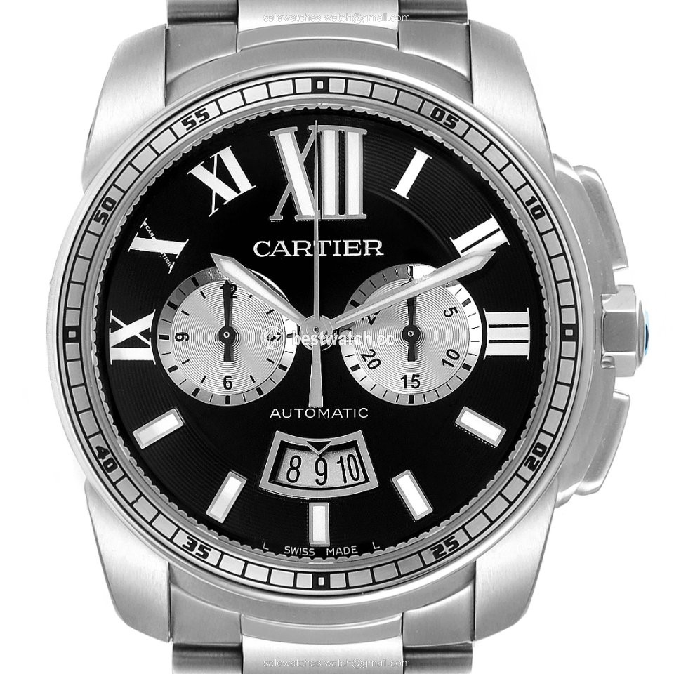 IMG_9085 Cartier Calibre de Cartier Chronograph Mens watch Unisex Automatic Steel W7100061 Replica 2