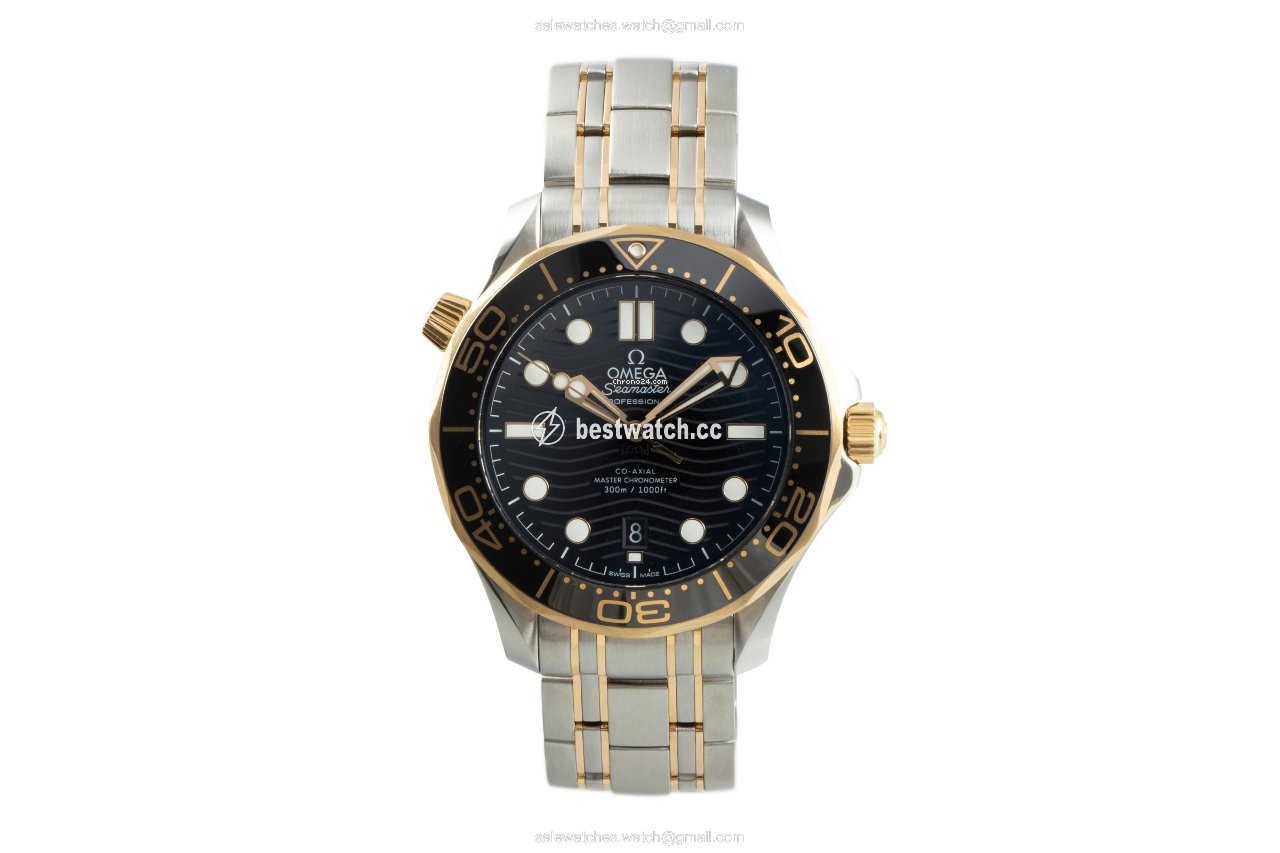 Omega Seamaster Diver 300 M Mens watch Unisex Automatic Gold Steel 210.22.42.20.01.001 Replica 2