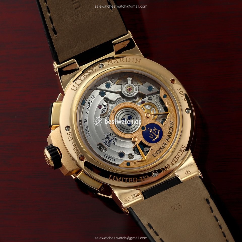 Ulysse Nardin Marine Chronograph Mens watch Unisex Automatic Rose gold 1506-150 LE Replica 2