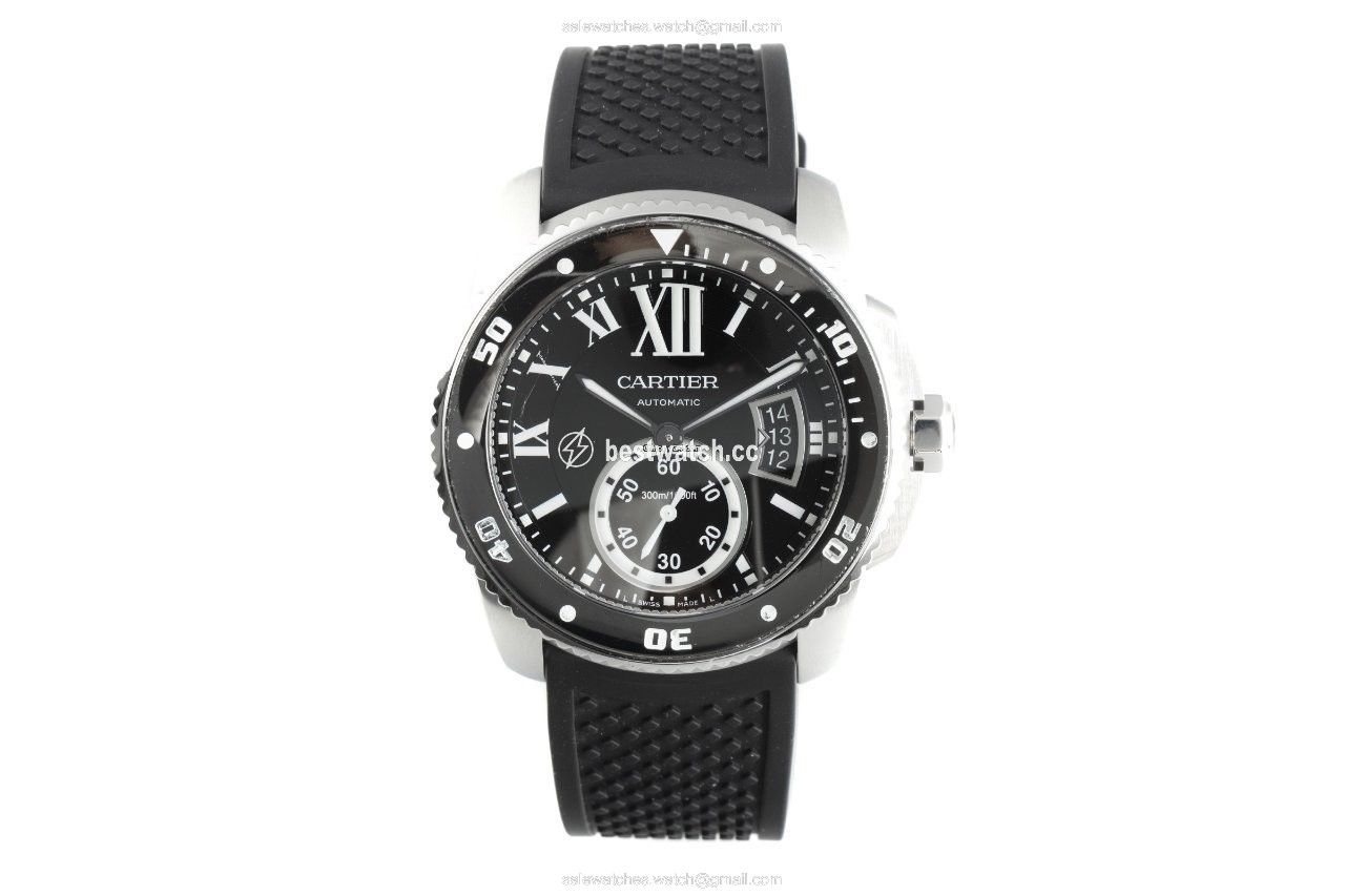 IMG_9085 Cartier Calibre de Cartier Diver Mens watch Unisex Automatic Steel W7100056 Replica 2