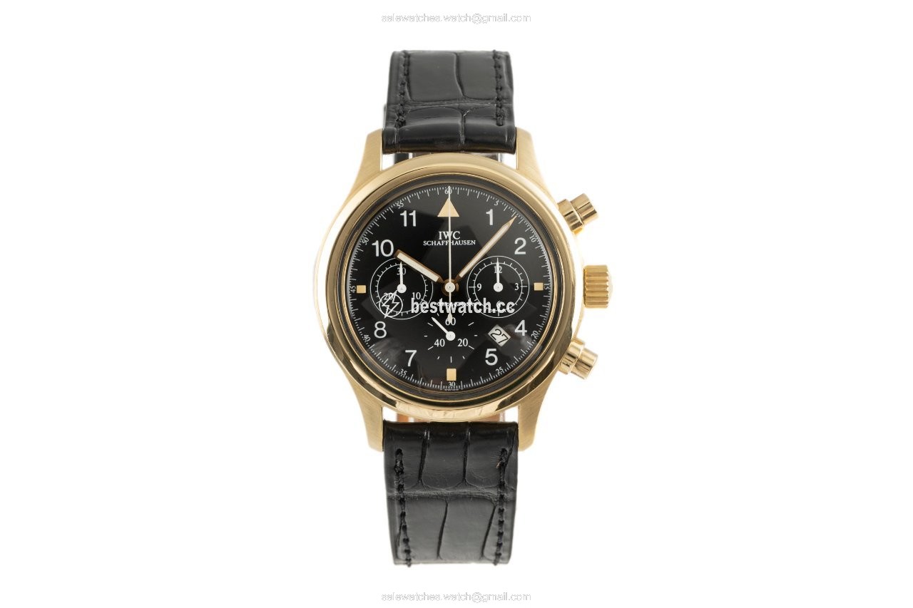 IMG_9085 IWC Pilot Chronograph Mens watch Unisex Quartz Yellow gold 3740 Replica 2