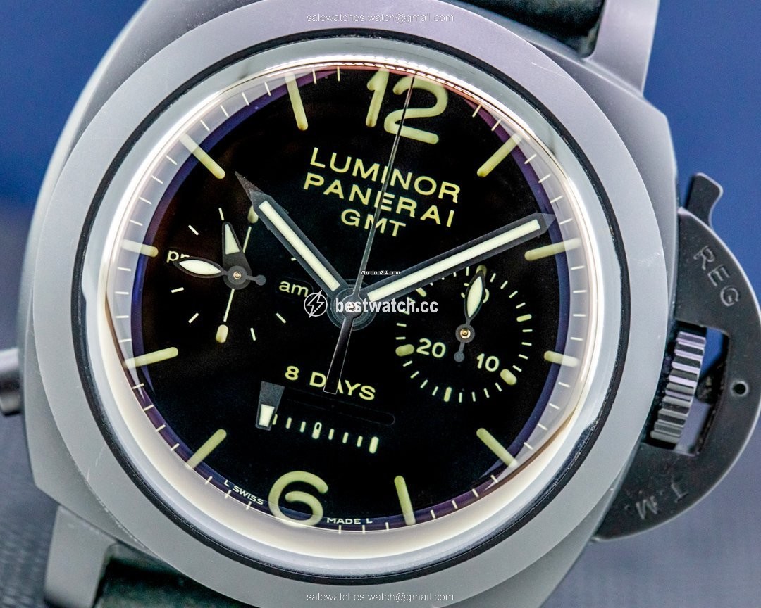 IMG_9085 Panerai Luminor 1950 8 Days Chrono Monopulsante GMT Mens watch Unisex Manual winding Ceramic PAM00317 Replica 2