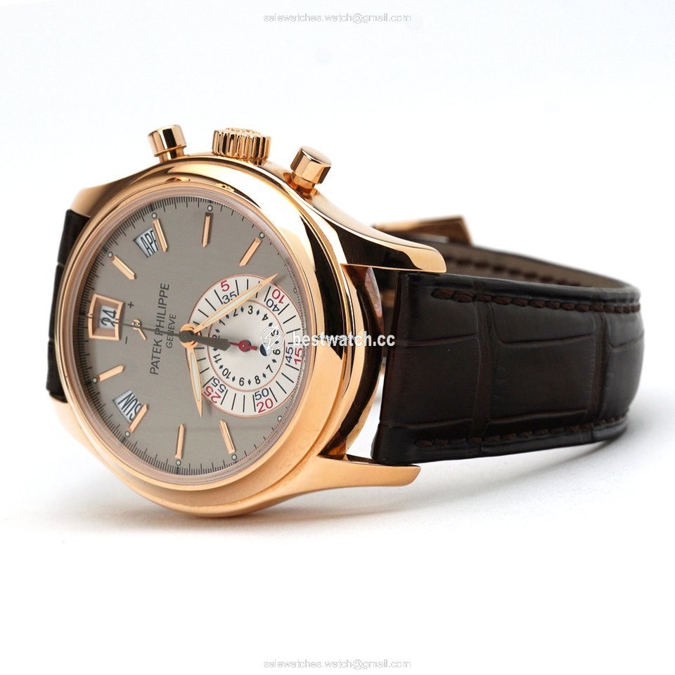 IMG_9085 Patek Philippe Annual Calendar Chronograph Mens watch Unisex Automatic Rose gold 5960R-001 Replica 2