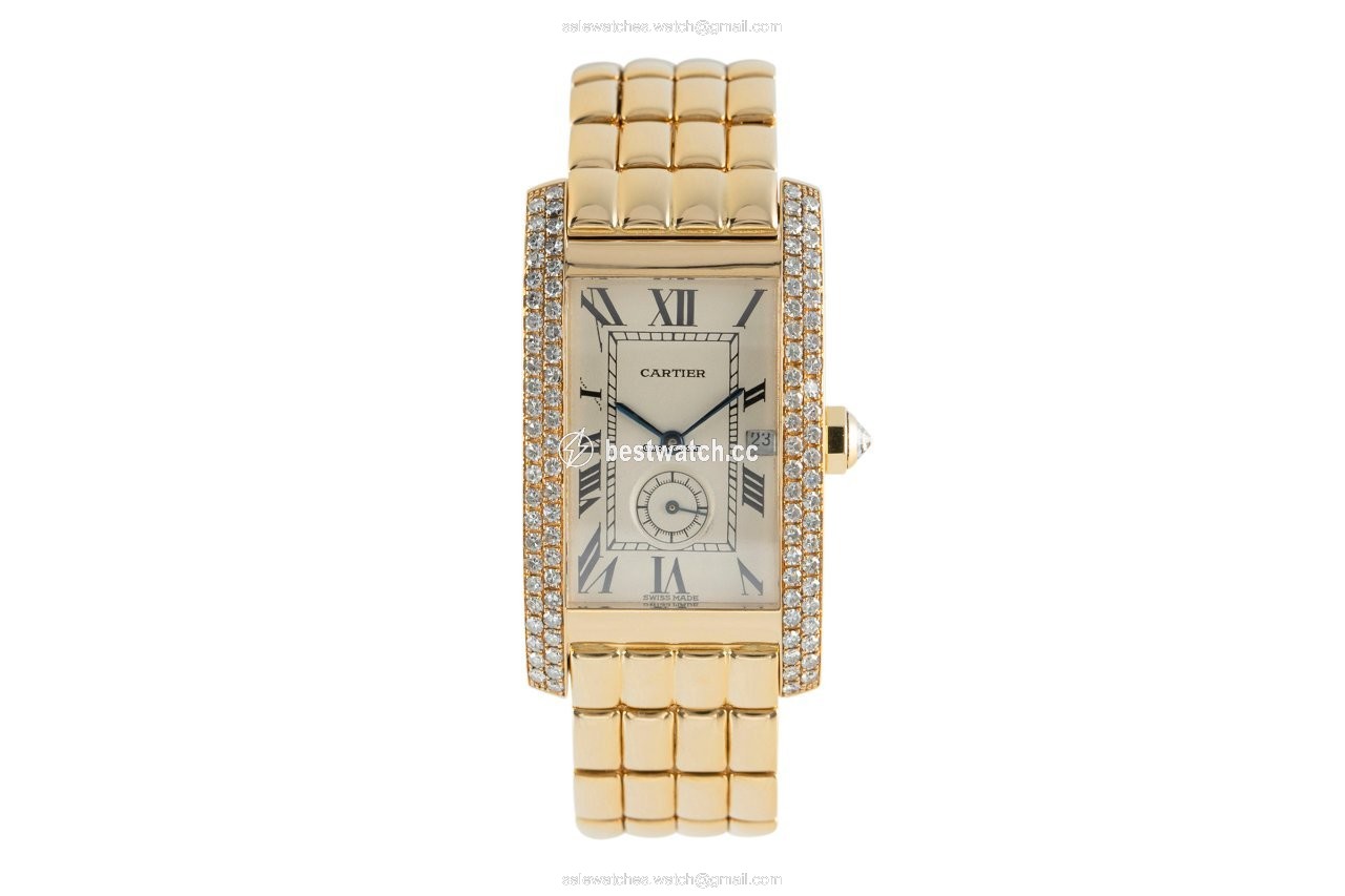 Cartier Tank Americaine Mens watch Unisex Quartz Yellow gold 8119 Replica 2