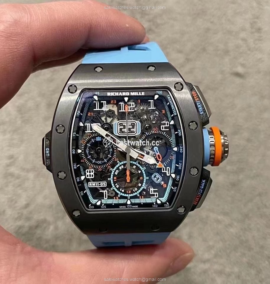 Richard Mille RM 011 Mens watch Unisex Automatic Carbon RM11-05 Automatic Winding Flyback Chronograph Gmt Replica 2