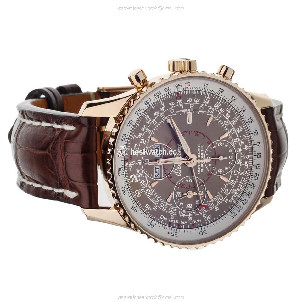 IMG_9085 Breitling Montbrillant Datora Mens watch Unisex Automatic Rose gold R21330 Replica 2