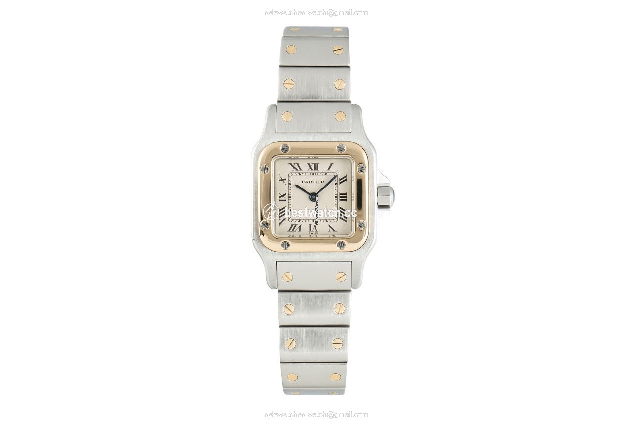 IMG_9085 Cartier Santos Galbee Womens watch Quartz Gold Steel 1057930 Replica 2
