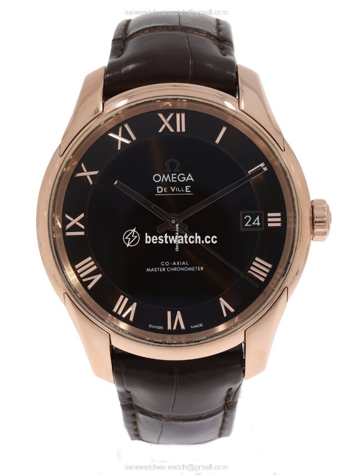 Omega De Ville Hour Vision Mens watch Unisex Automatic Rose gold 433.53.41.21.13.001 Replica 2