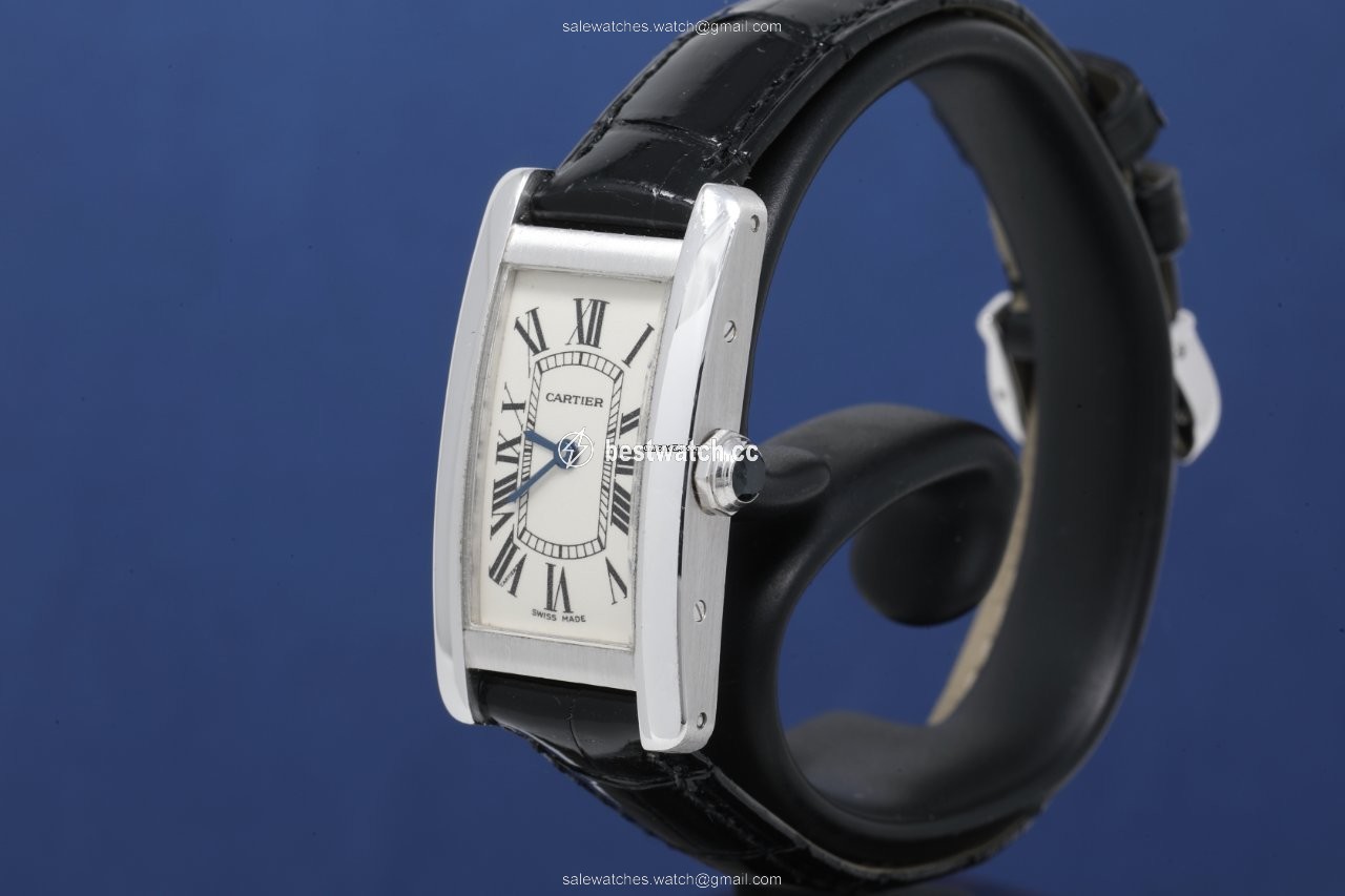 IMG_9085 Cartier Tank Americaine Womens watch Quartz White gold 2489 Replica 2