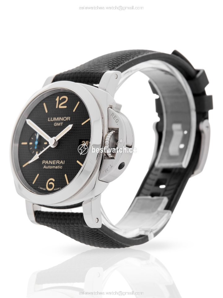 IMG_9085 Panerai Luminor 1950 3 Days GMT Automatic Mens watch Unisex Automatic Steel PAM 01535 Replica 2