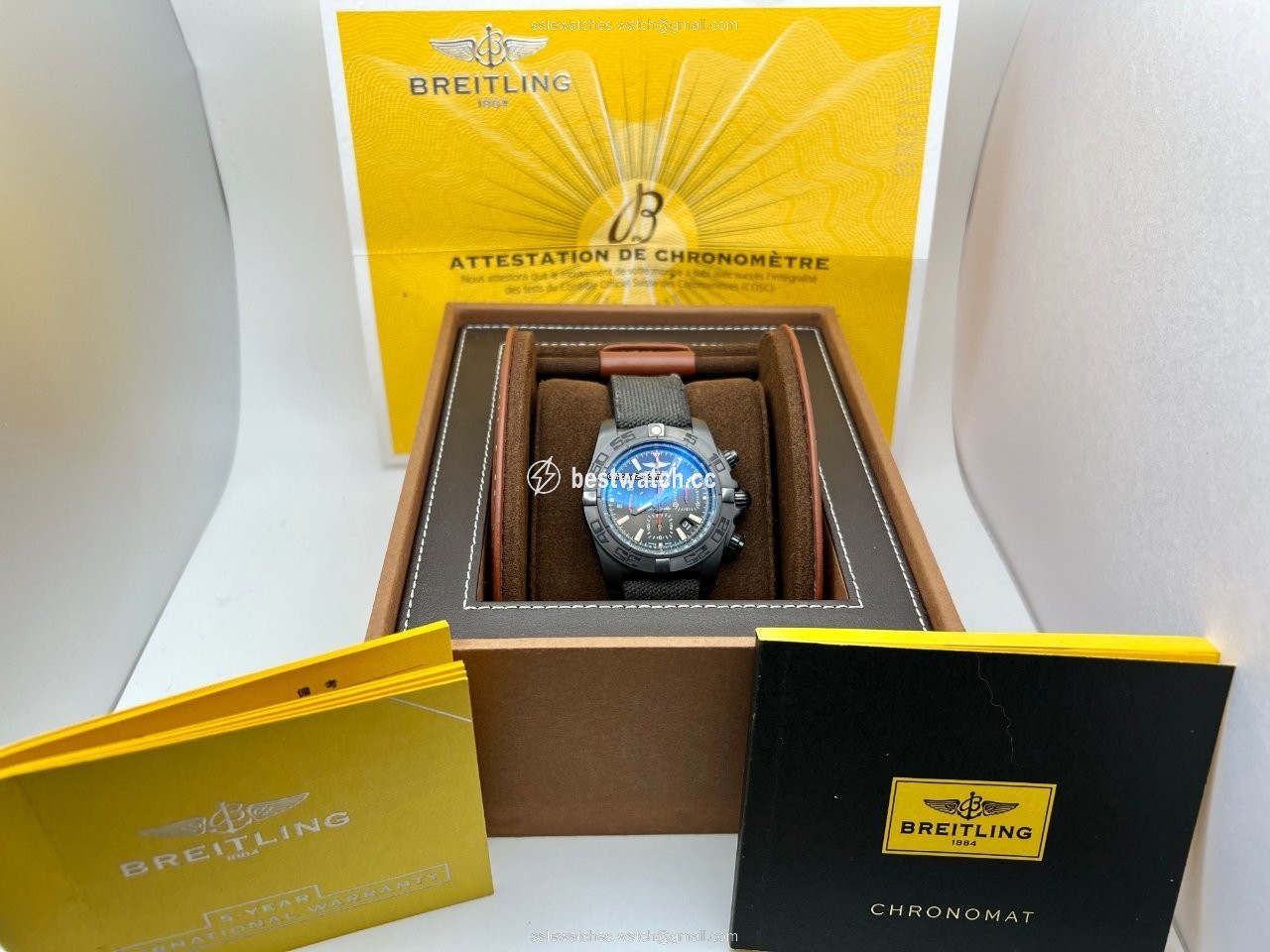 IMG_9085 Breitling Chronomat 44 Blacksteel Mens watch Unisex Automatic Steel MB0111C3 BE35 Replica 2
