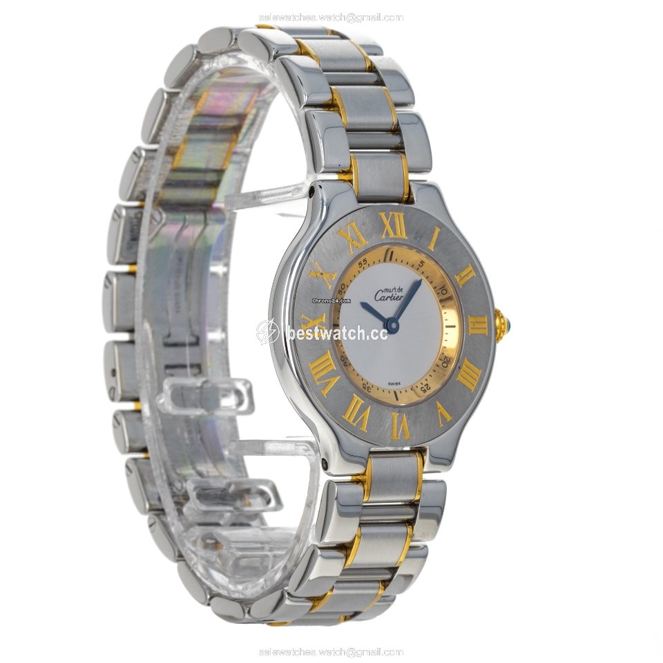 IMG_9085 Cartier 21 Must de Cartier Womens watch Quartz Gold Steel W10072R6 1330 Replica 2