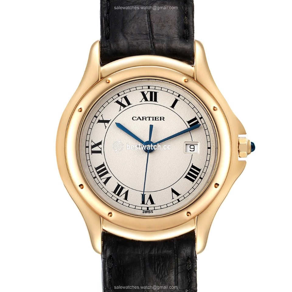 IMG_9085 Cartier Cougar Mens watch Unisex Quartz Yellow gold 887904 Replica 2