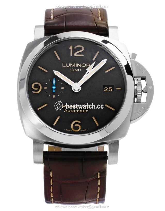 IMG_9085 Panerai Luminor 1950 3 Days GMT Automatic Mens watch Unisex Automatic Steel PAM01320 Replica 2