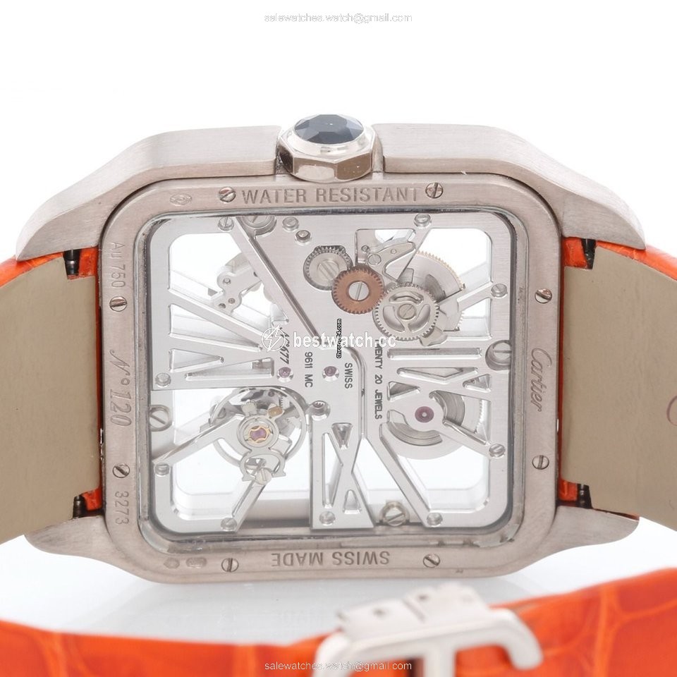 IMG_9085 Cartier Santos Dumont Mens watch Unisex White gold W2020033 Replica 2