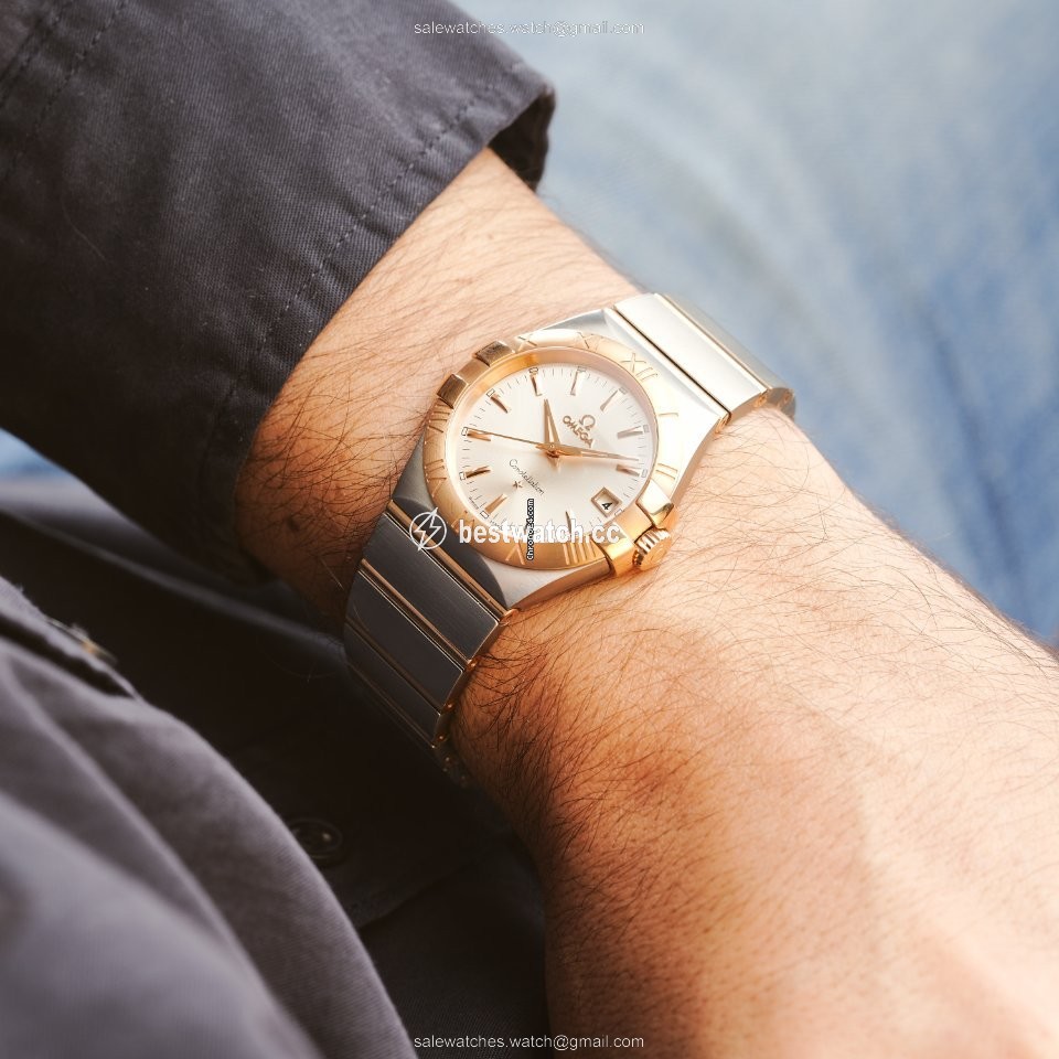 Omega Constellation Quartz Mens watch Unisex Quartz Gold Steel 123.20.35.60.02.001 Replica 2