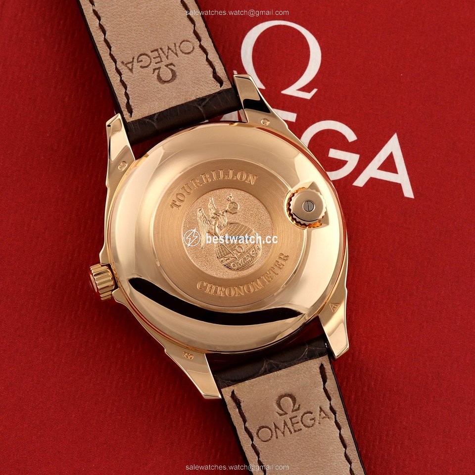 IMG_9085 Omega De Ville Central Tourbillon Mens watch Unisex Automatic Rose gold 5933.30.32 Replica 2