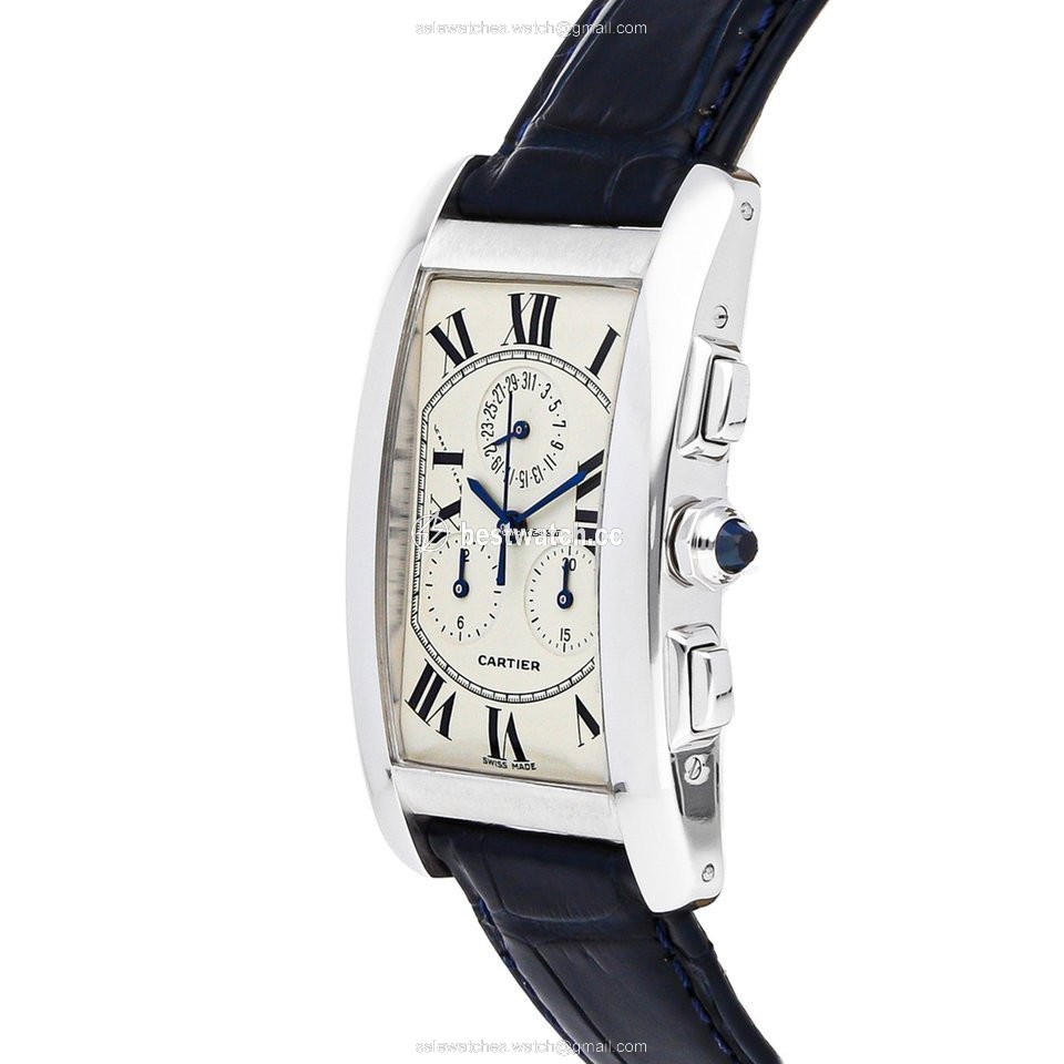 IMG_9085 Cartier Tank Americaine Mens watch Unisex Quartz White gold W2603356 Replica 2