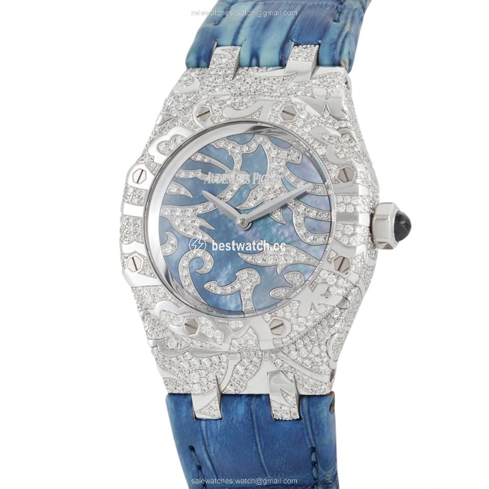 IMG_9085 Audemars Piguet Royal Oak Lady Mens watch Unisex Quartz White gold 67607BC.ZZ.D001SU.01 Replica 2