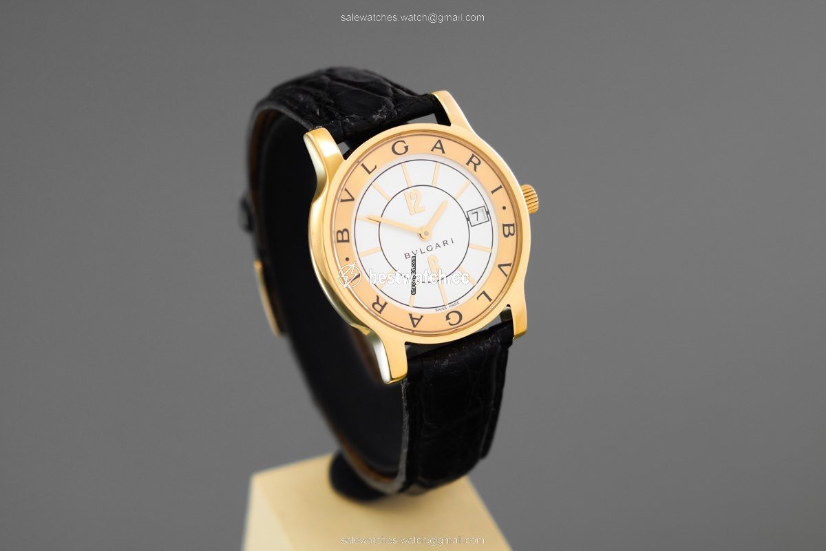 IMG_9085 Bulgari Solotempo Mens watch Unisex Quartz Yellow gold ST35G Replica 2