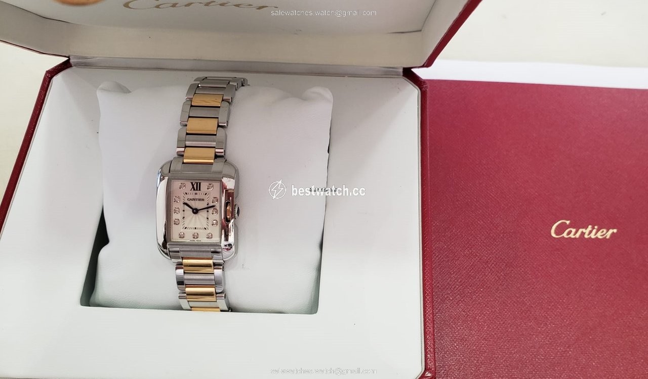 Cartier Tank Anglaise Womens watch Quartz Gold Steel 3485 Replica 2