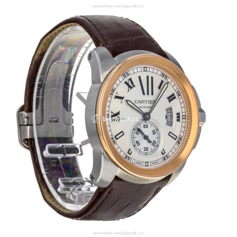 IMG_9085 Cartier Calibre de Cartier Mens watch Unisex Automatic Gold Steel W7100039 3389 Replica 2