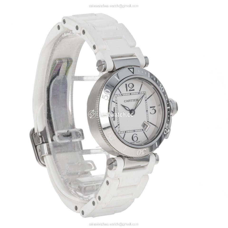 IMG_9085 Cartier Pasha Seatimer Womens watch Quartz Steel W3140002 3025 Replica 2