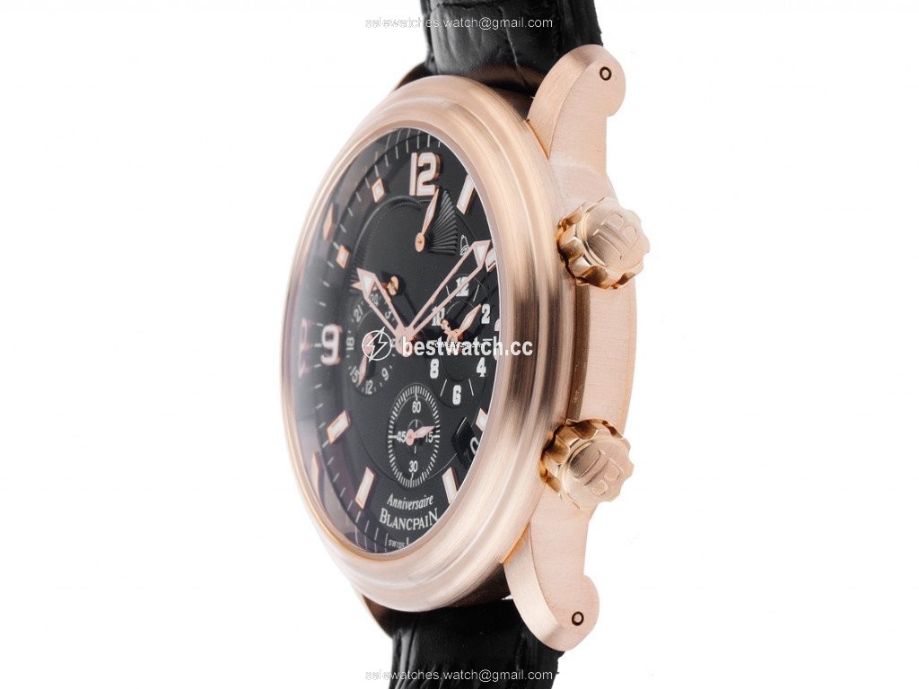 IMG_9085 Blancpain Leman Reveil GMT Mens watch Unisex Automatic Rose gold 2041B-3630N Replica 2
