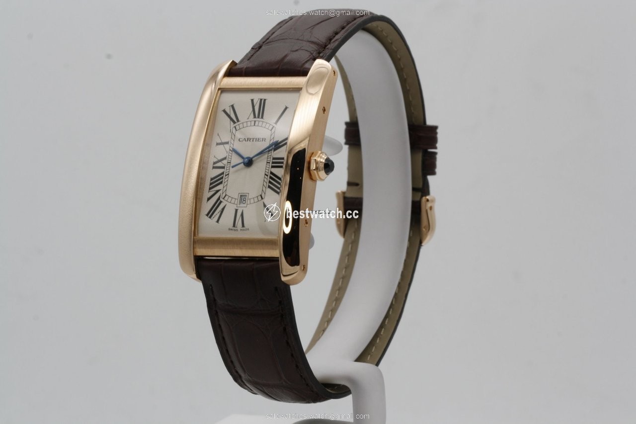 IMG_9085 Cartier Tank Americaine Mens watch Unisex Automatic Rose gold 2505 Replica 2