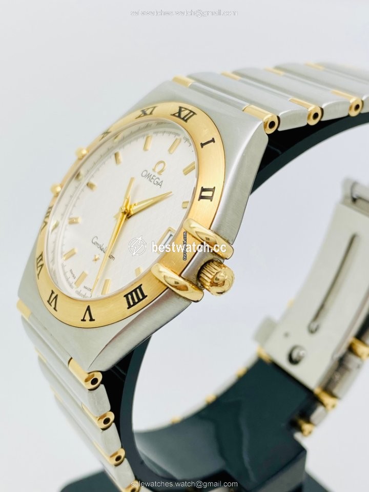 IMG_9085 Omega Constellation Mens watch Unisex Quartz Gold Steel 13123000 Replica 2