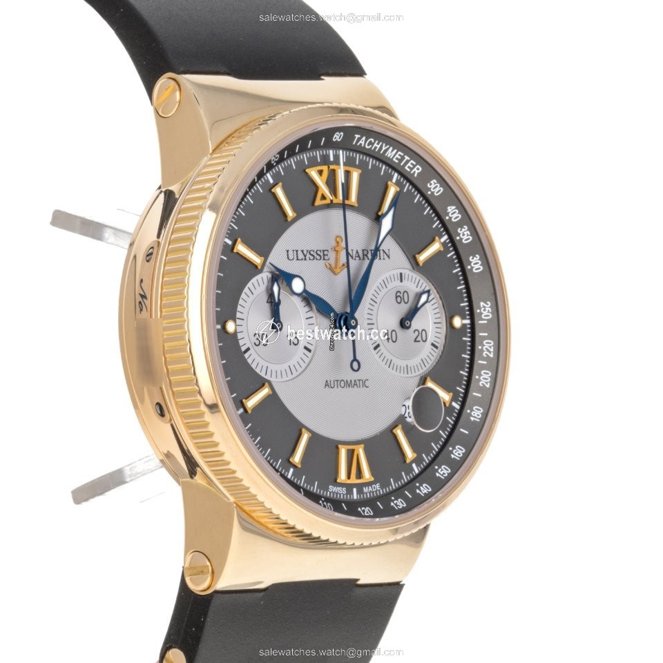 Ulysse Nardin Marine Chronograph Mens watch Unisex Automatic Rose gold 356-66 Replica 2