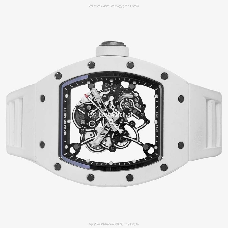 Richard Mille RM 055 Mens watch Unisex Manual winding Ceramic RM055 TI White Edition Replica 2