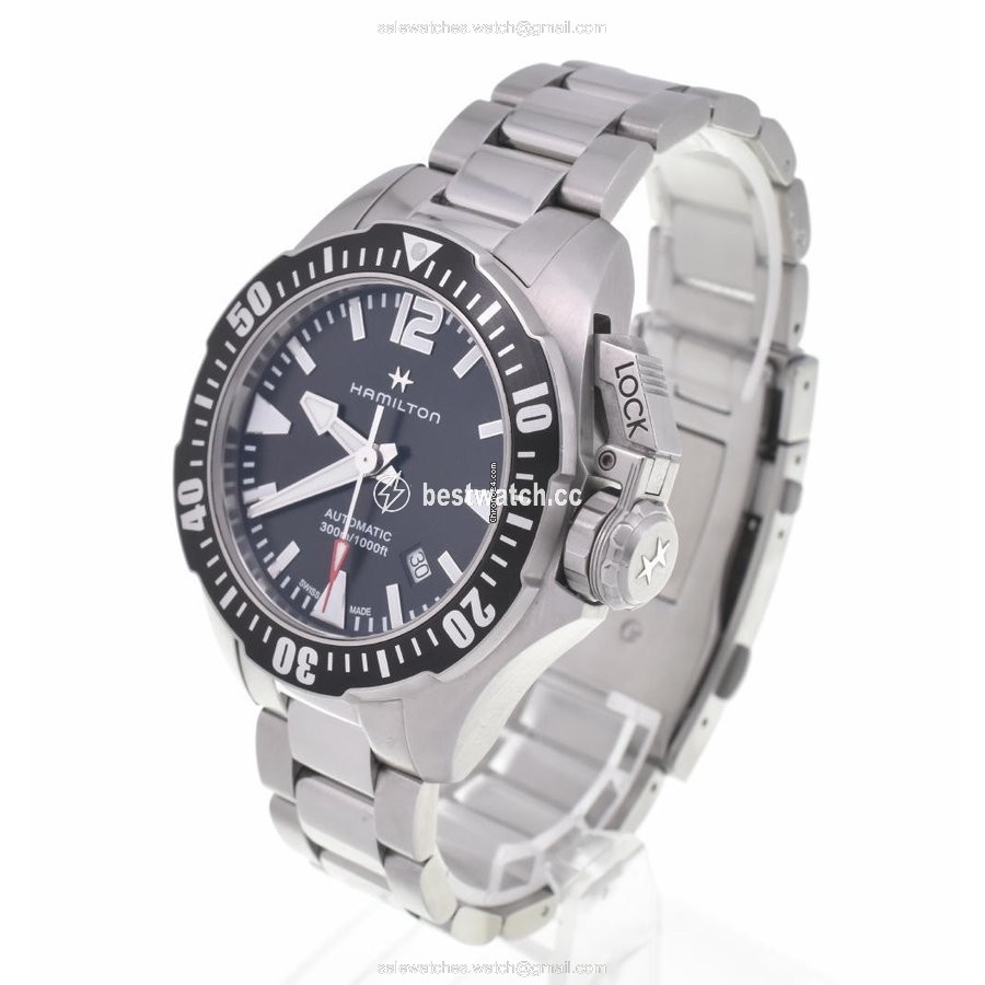 IMG_9085 Hamilton Khaki Navy Frogman Mens watch Unisex Automatic Steel H77605135 Replica 2