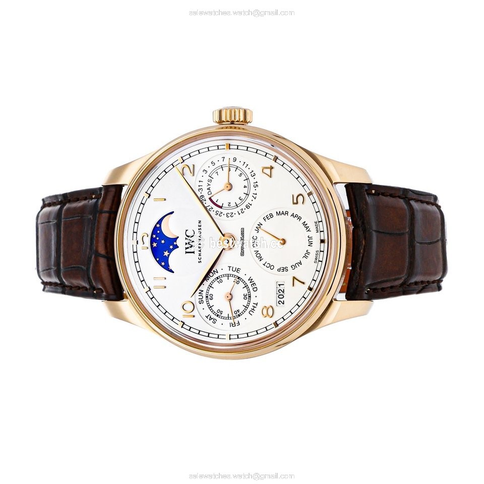 IWC Portuguese Perpetual Calendar Mens watch Unisex Automatic Rose gold IW5033-02 Replica 2