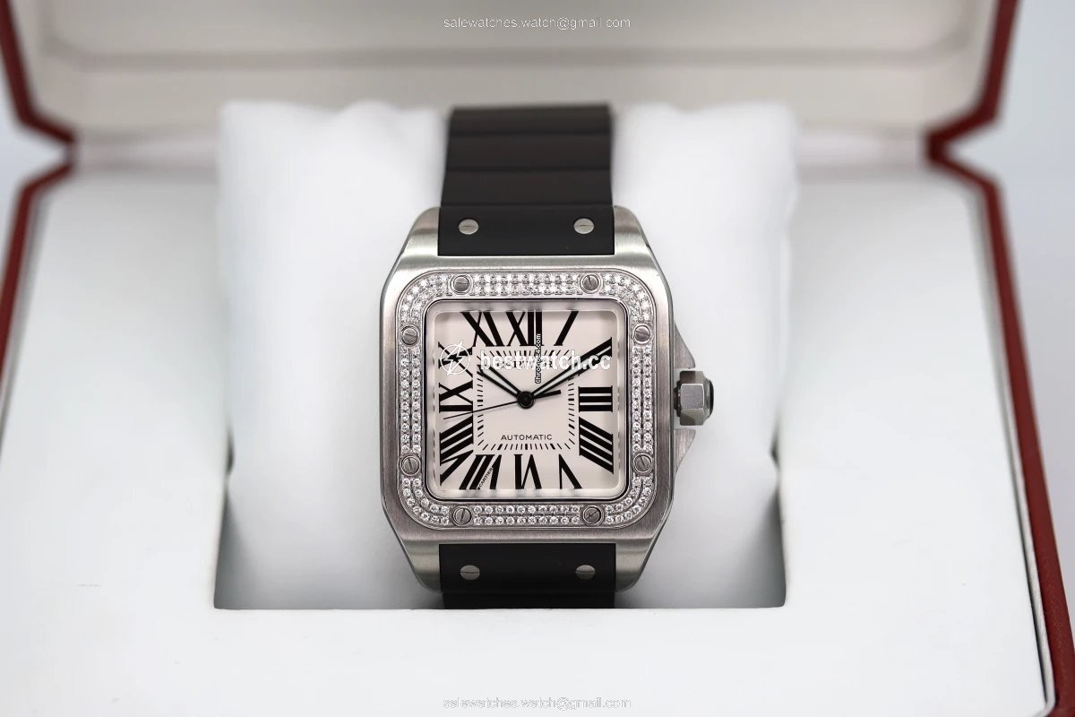 IMG_9085 Cartier Santos 100 Mens watch Unisex Automatic Steel 2656 Replica 2