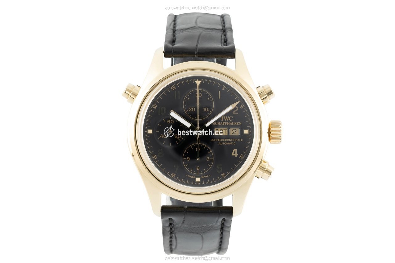 IMG_9085 IWC Pilot Double Chronograph Mens watch Unisex Automatic Yellow gold 3711 Replica 2