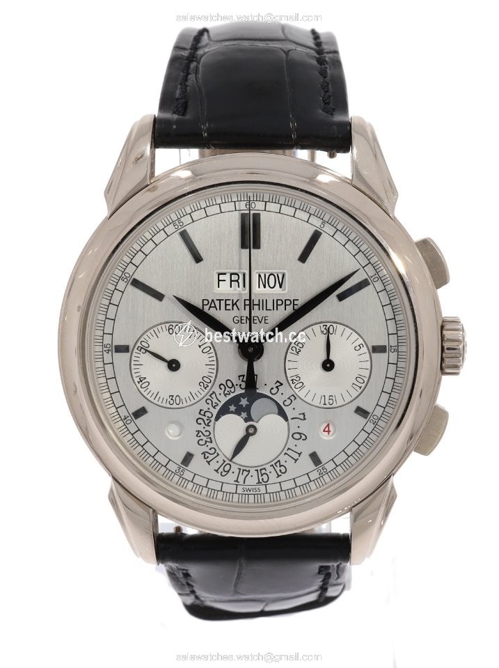 Patek Philippe Perpetual Calendar Chronograph Mens watch Unisex Manual winding White gold 5270G-001 Replica 2