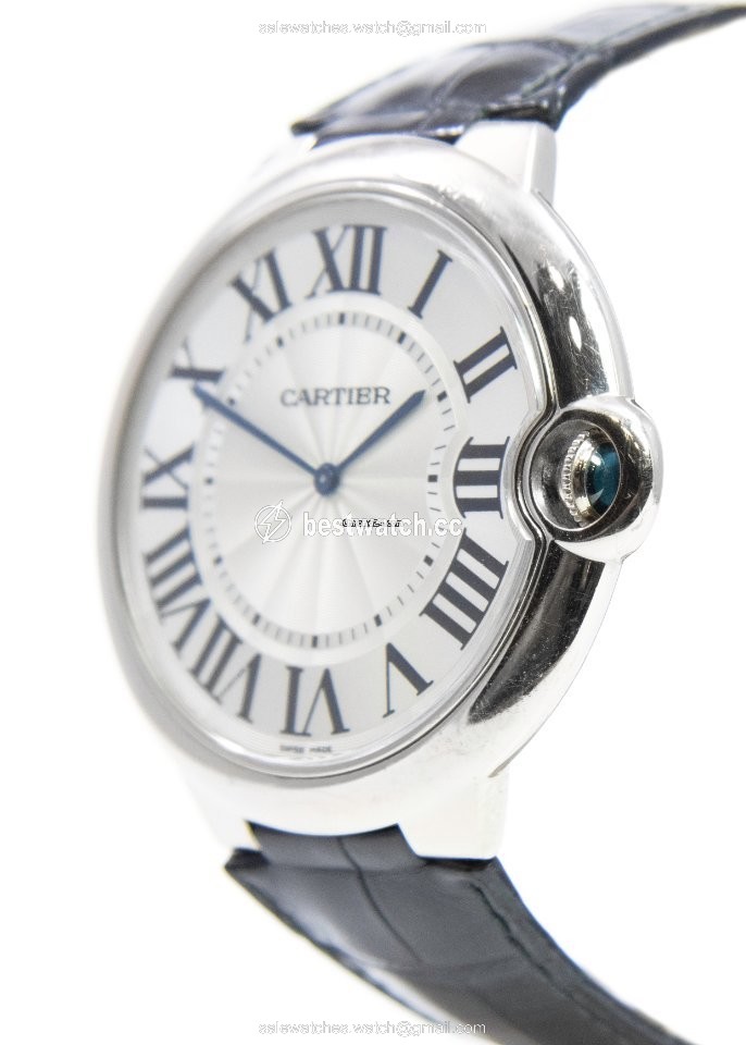 IMG_9085 Cartier Ballon Bleu 44mm Mens watch Unisex Manual winding White gold W6920055 Replica 2
