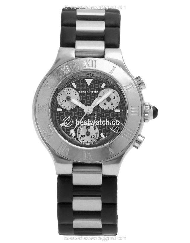 IMG_9085 Cartier 21 Chronoscaph Mens watch Unisex Quartz Steel 2996 Replica 2