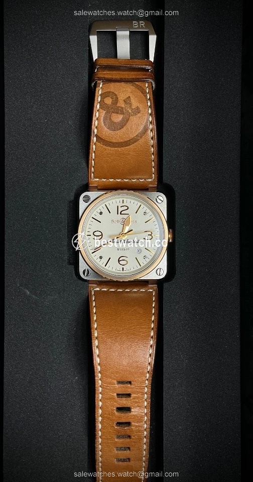 IMG_9085 Bell & Ross BR 03-92 Steel Mens watch Unisex Automatic Gold Steel BR0392-ST-PG SCA Replica 2