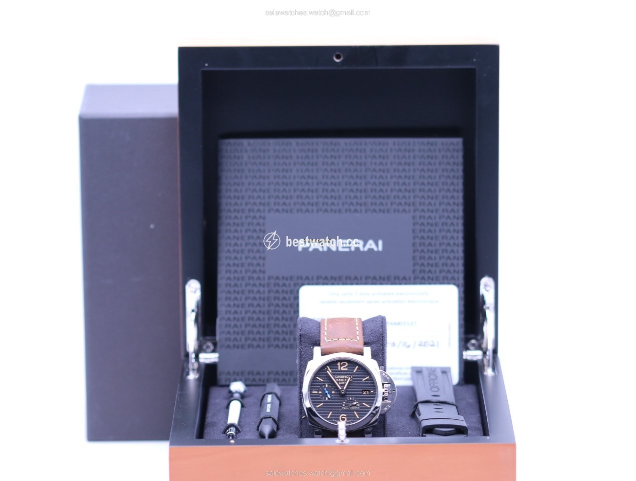 IMG_9085 Panerai Luminor 1950 3 Days GMT Power Reserve Automatic Mens watch Unisex Automatic Steel PAM 01537 Replica 2