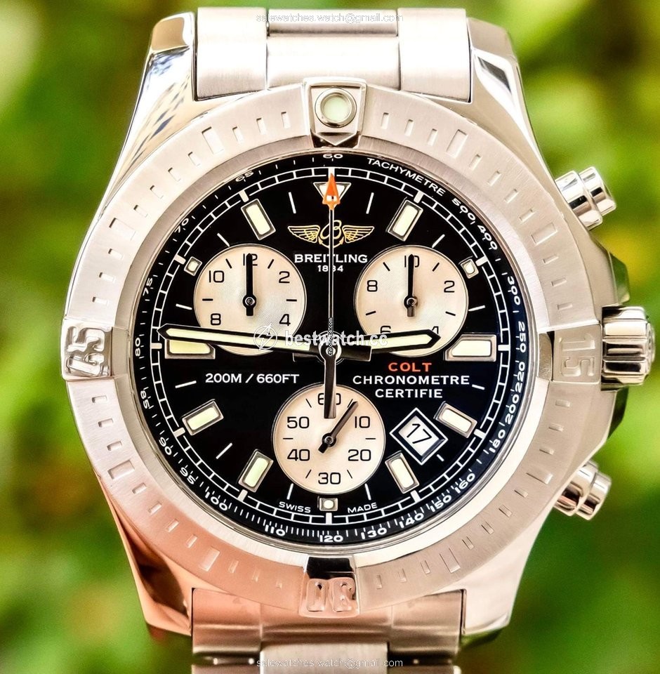 IMG_9085 Breitling Colt Chronograph Mens watch Unisex Quartz Steel A7338811 BD43 Replica 2