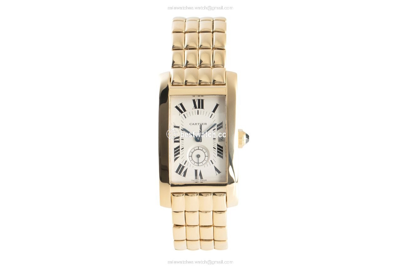 IMG_9085 Cartier Tank Americaine Mens watch Unisex Quartz Yellow gold 8012905 Replica 2