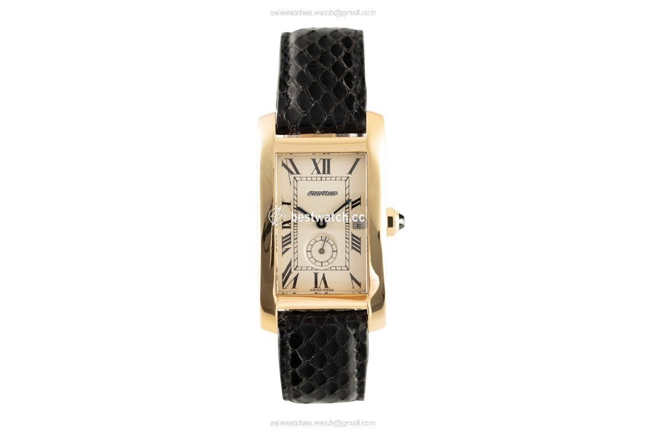 IMG_9085 Cartier Tank Americaine Mens watch Unisex Quartz Yellow gold 811905 Replica 2