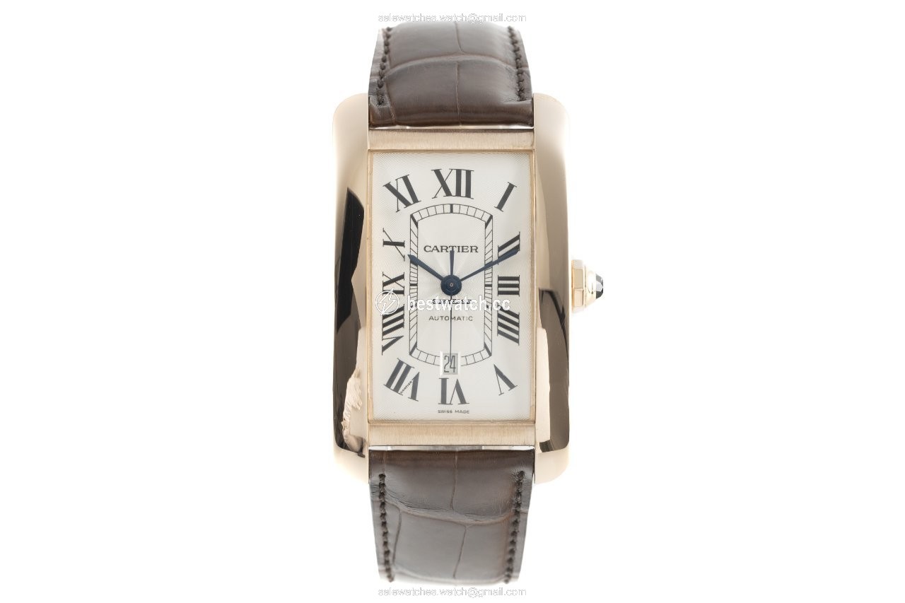 IMG_9085 Cartier Tank Americaine Mens watch Unisex Automatic Red gold W2609856 Replica 2
