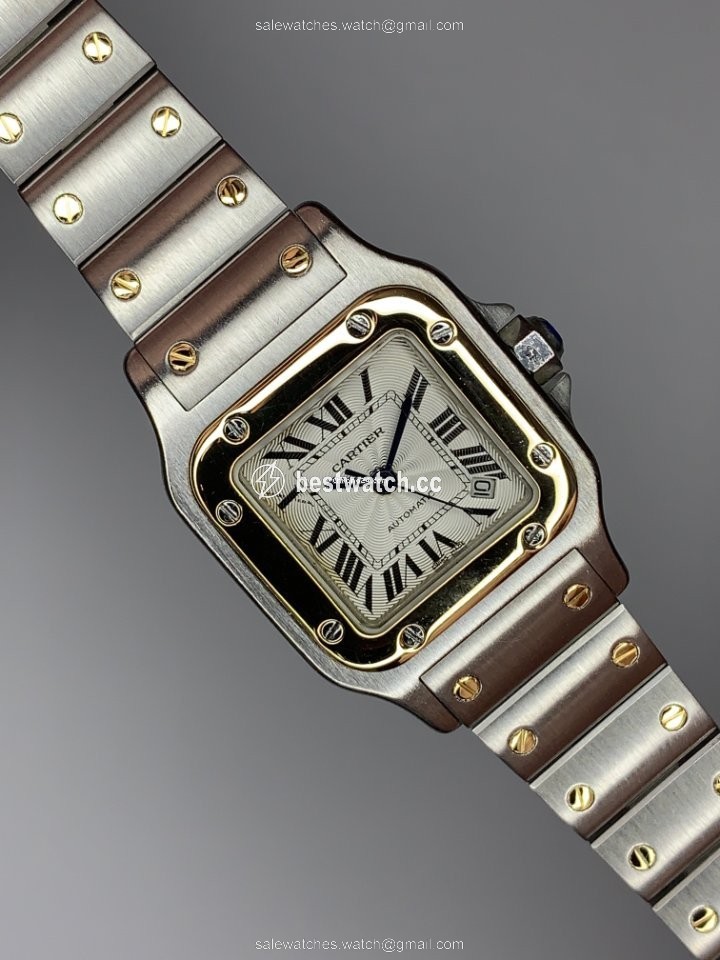 IMG_9085 Cartier Santos Galbee Womens watch Automatic Gold Steel 2423 Replica 2