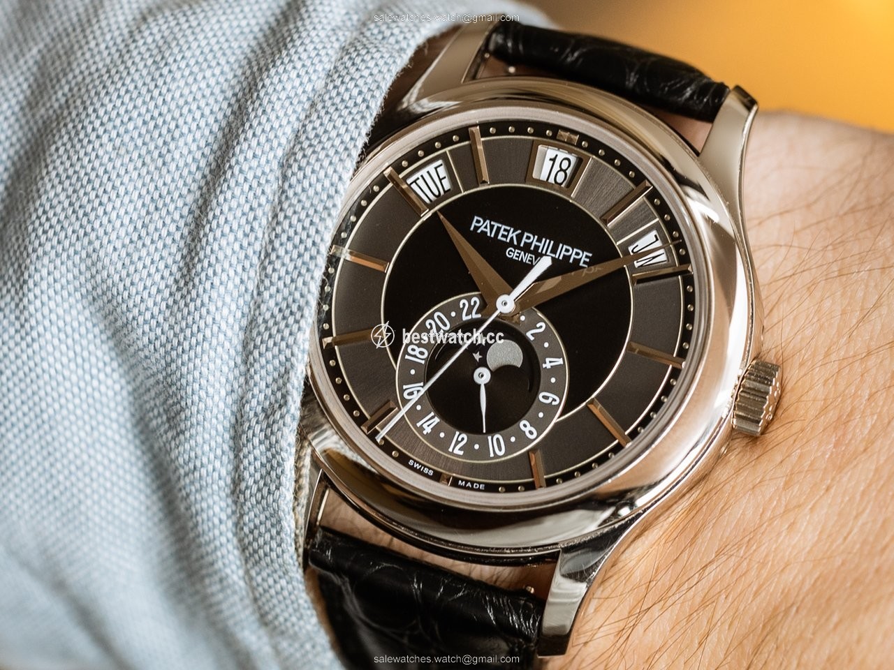 IMG_9085 Patek Philippe Annual Calendar Mens watch Unisex Automatic White gold 5205G Replica 2