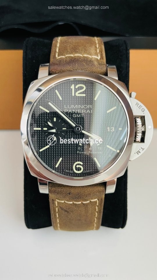 IMG_9085 Panerai Luminor 1950 3 Days GMT Power Reserve Automatic Mens watch Unisex Automatic Steel PAM 00537 Replica 2